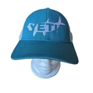 YETI *NEW* Tarpon Trucker Hat in Teal Shark One Size Adult Mesh SnapBack Blue